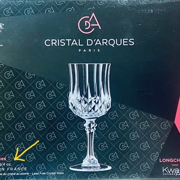 Cristal Dark Longchamp 6 Wine Stems 8.25-OZ each - Picture 2 of 4